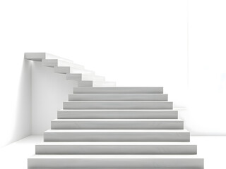 Obraz premium Concrete stairs on an isolated white background. Minimalistic design with a contemporary look. Concept of modern architecture. 3D Rendering