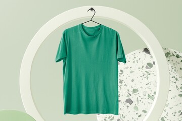 Oversized t-shirt, green simple fashion in realistic design
