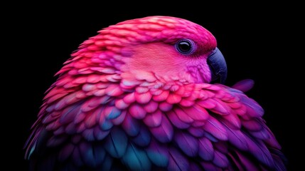 Stunning pink and blue parrot perched on a branch surrounded by lush greenery