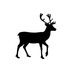 Black Reindeer silhouette vector illustration on white background