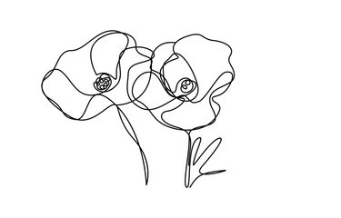 Poppy, Remembrance Day or Veterans Day Continuous Line Drawing