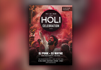 Indian Colors Festival, Holi Celebrations, Editable Flyer or Poster with Text Placeholder. 
