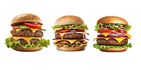 Juicy Double Cheeseburger Set, Grilled Patty Stack with Cheese, Lettuce & Veggies