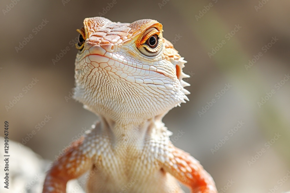 Poster a close-up view of a lizard sitting on a rock