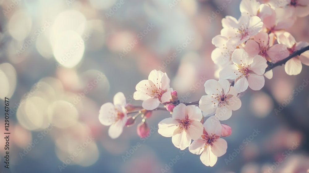 Poster a close-up view of a single flower blooming on a tree branch