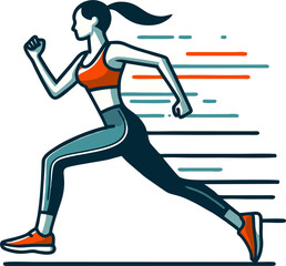 Dynamic Female Runner Representing Energy, Fitness, and Determination