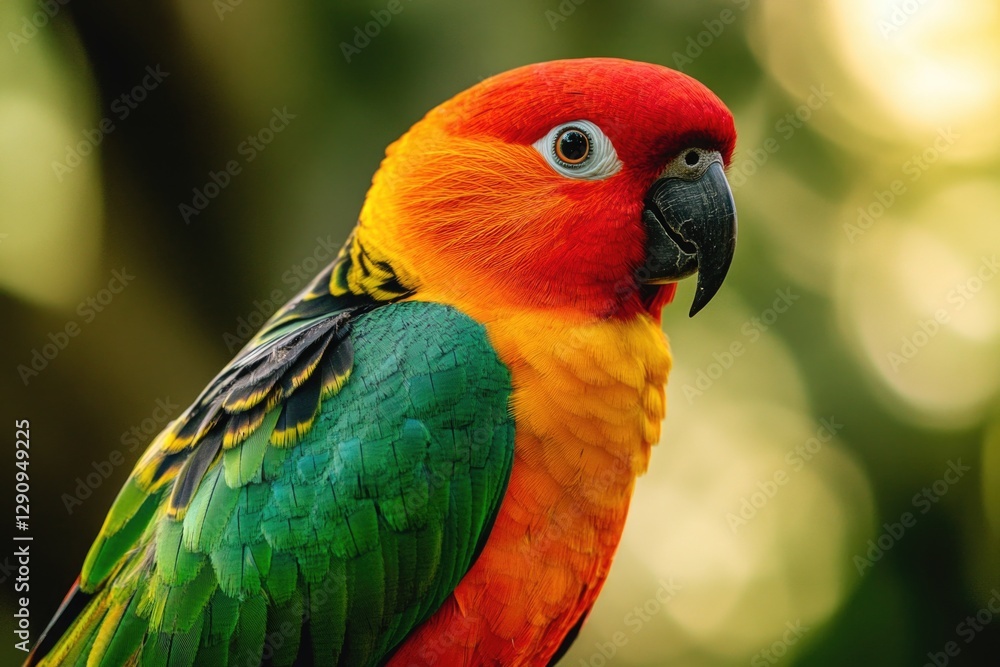 Poster a colorful bird sits on a branch, ready to take flight