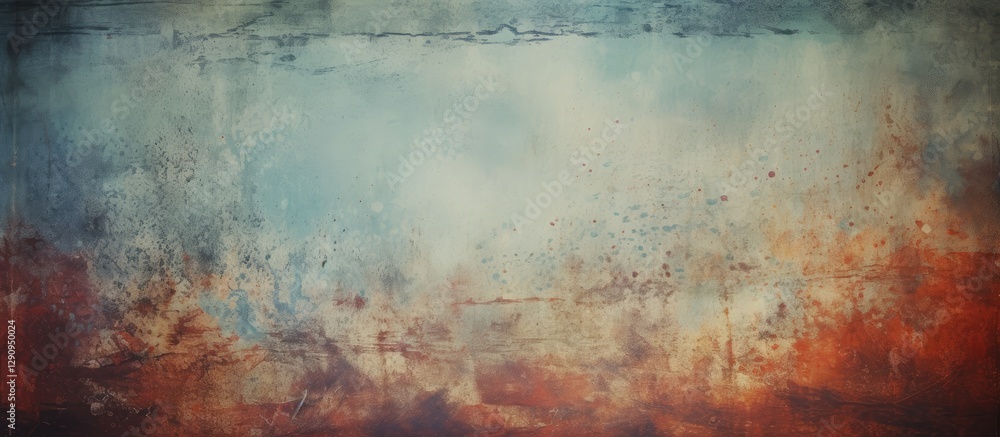 Poster textured abstract background featuring soft blues and earthy reds blending seamlessly, creating a vi