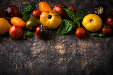 Assortment of different color tomatoes