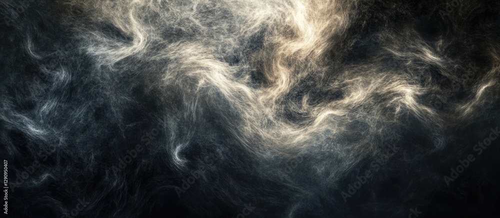Poster abstract swirling vortex background featuring dark gray and gold tones creating a mysterious atmosph