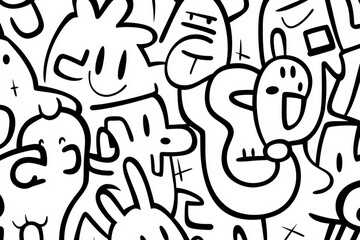 Fototapeta premium Black and white abstract doodle illustration