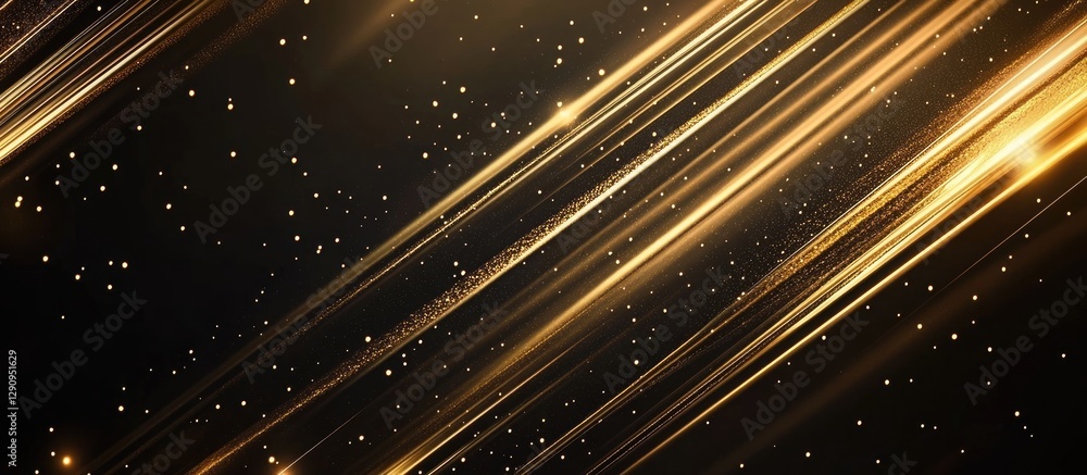 Aufkleber diagonal gold sparkles shimmer against a deep black background, creating a mesmerizing display of li