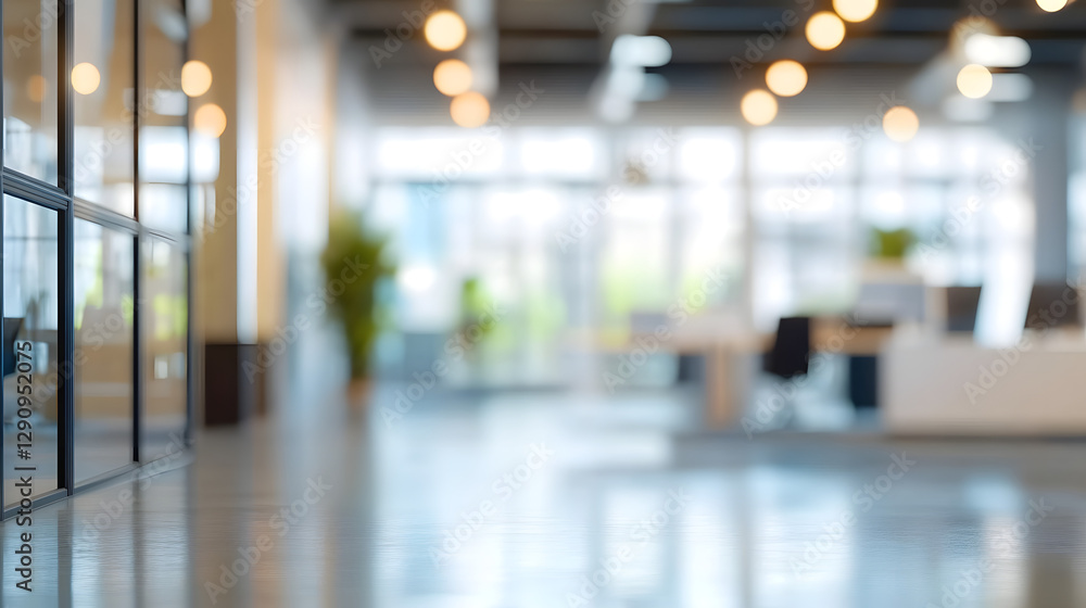 Aufkleber blurred empty open space office. abstract light bokeh at office interior background for design.