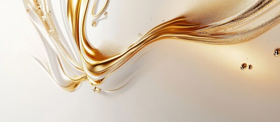 Elegant abstract gold and white waves flowing across a light background with dynamic movement and soft light reflections in smooth curves.