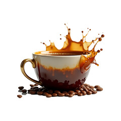 Fresh Coffee Beans Dropping into a Splash of Bold Espresso