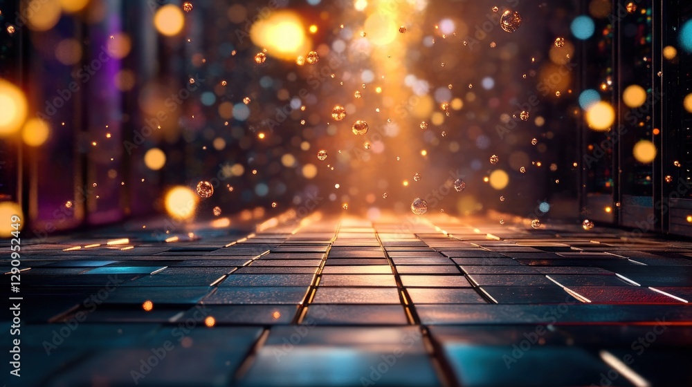 Poster Abstract Light and Particle Background with Glowing Effects and Depth