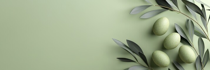 Easter Olive 3d background minimalistic mockup with space for text