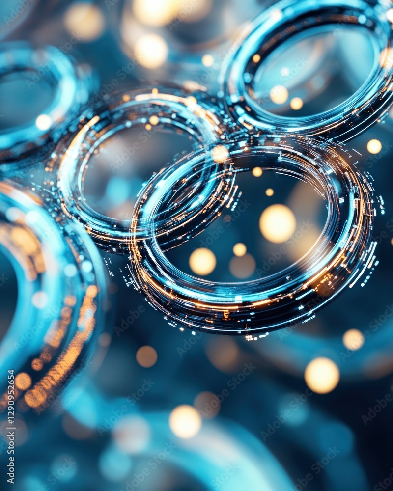 Poster abstract digital circles with light effects for technology backgrounds