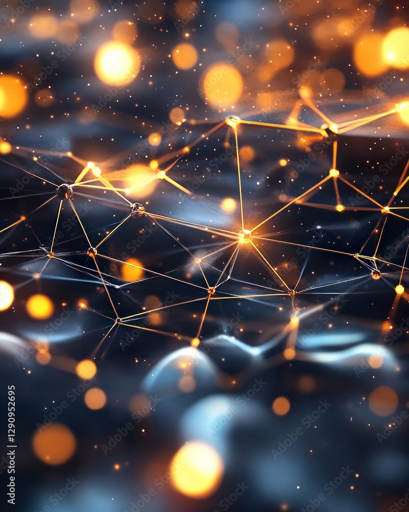 Poster Abstract Connection of Bright Lights and Lines in a Dark Background