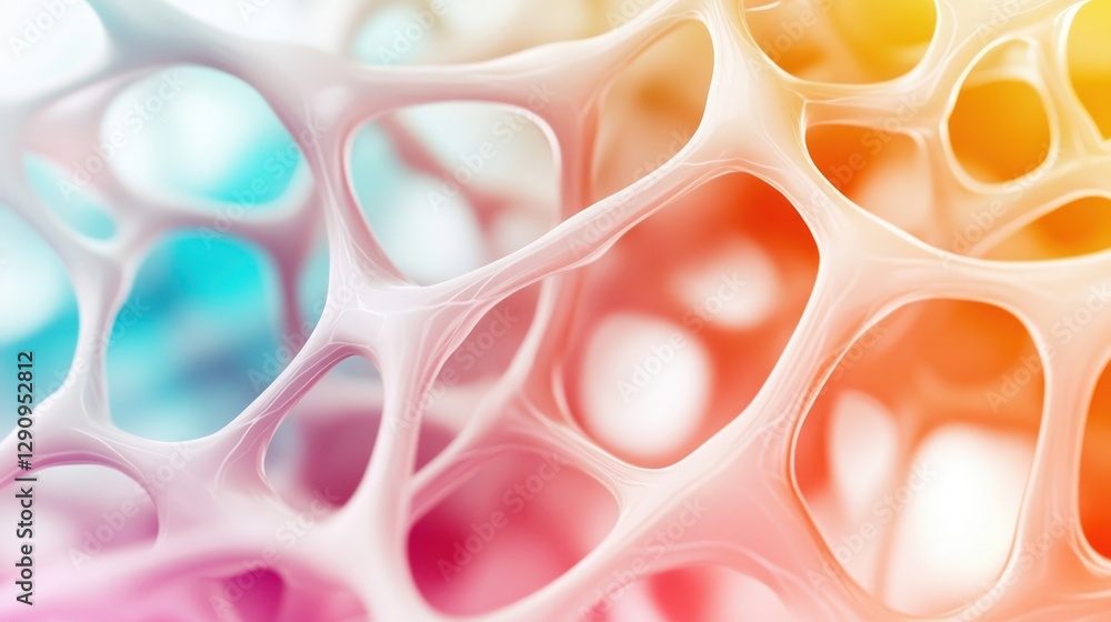 Poster Colorful Abstract Representation of Cellular Structures in Soft Focus Art