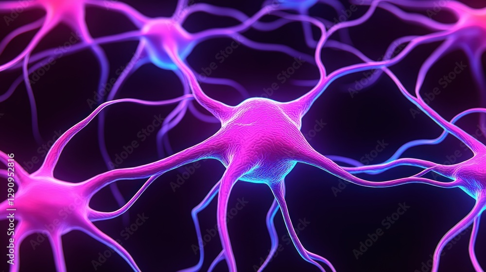 Aufkleber colorful neurons with complex connections in a digital representation