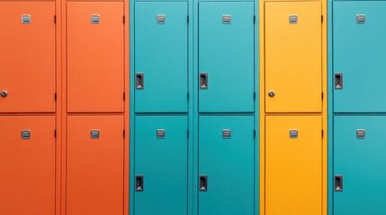 Fototapeta premium Colorful Storage Lockers in a Row