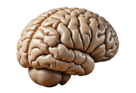 Human brain model with transparent background