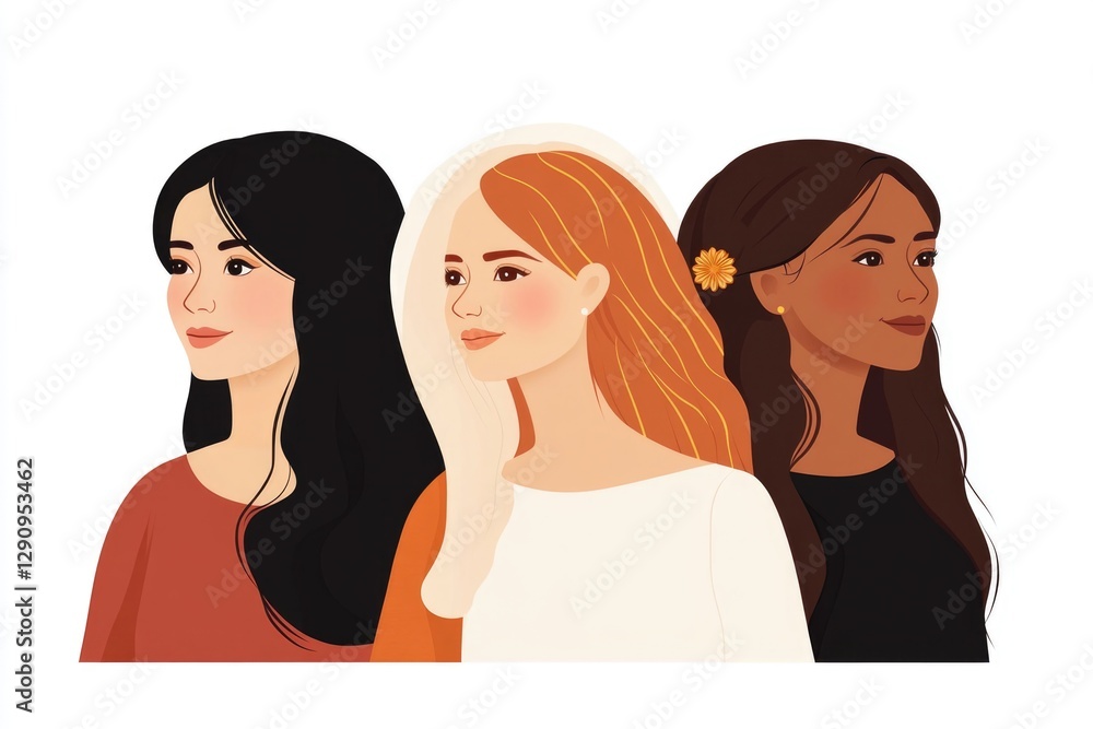 Poster a group of women standing next to each other in a casual setting
