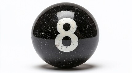 Black eight ball, isolated, white background, game
