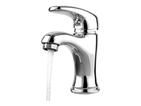 Chrome faucet with running water