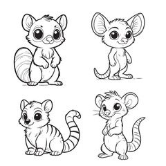 Cute Cartoonic Numbat Standing Pose Vector Illustrations