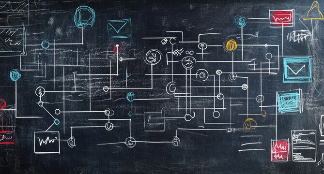Chalkboard workflow diagram