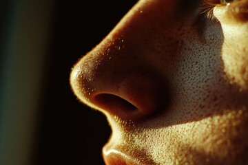 Portrait of a human face with freckles, great for personal or editorial use