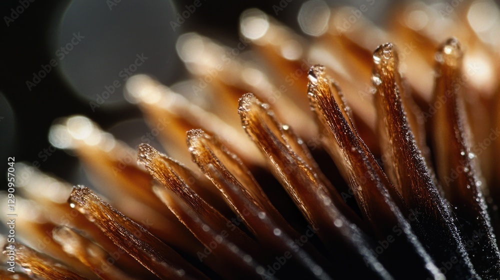 Poster a clear image of a flower with water droplets glistening on its petals, perfect for use in botanical