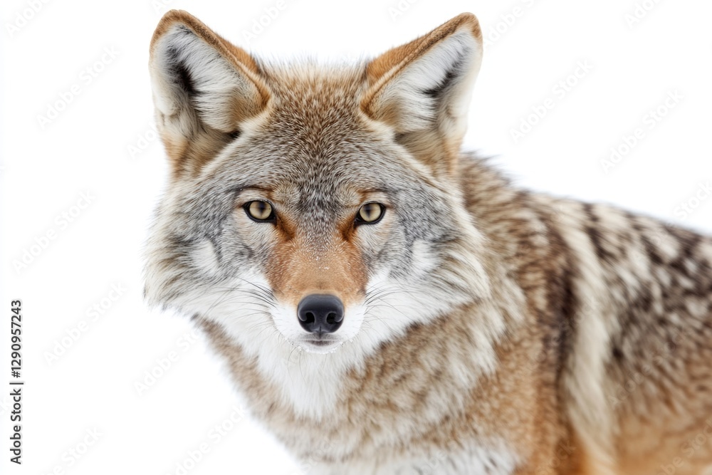 Poster a close-up shot of a wolf's face in a snowy environment