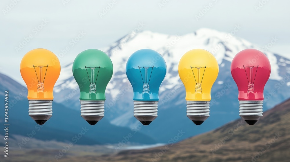 Aufkleber collection of various light bulbs displayed together on a simple background