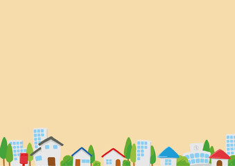 家が並んだ街並イラスト