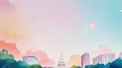 Iconic united states capitol building in washington d.c. surrounded by blue sky