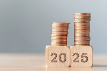 growth forecast 2025, stack of coins