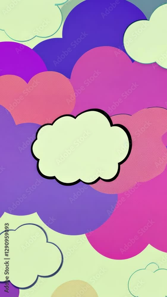 Poster A colorful background with a colorful cloud in the middle. The background is a mix of purple and pink colors