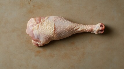 Raw chicken drumstick on a neutral background