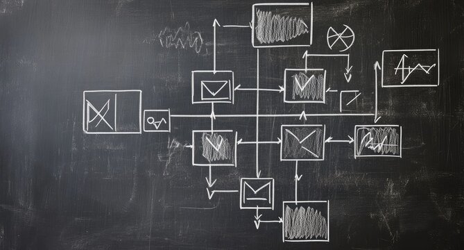 Email Workflow Diagram on Chalkboard - Powered by Adobe