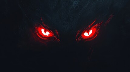 Fototapeta premium Red glowing eyes in a dark spooky setting