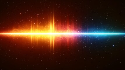 Fototapeta premium Cosmic energy beam, vibrant hues, dark space, digital art, website header.