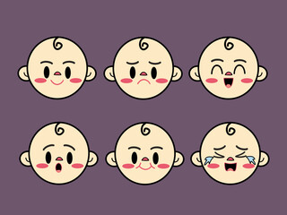 Cute Cartoon Character Facial Baby Expressions Set