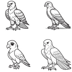 High-Quality Cute Cartoonic Falcon Standing Pose Vector Illustrations