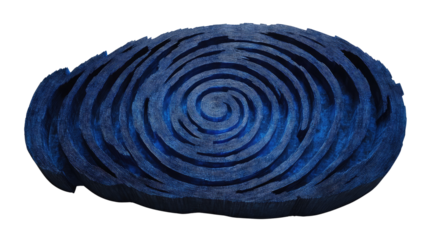 Spiral Blue Sculpture: Abstract and unique blue sculpture with a spiraling design