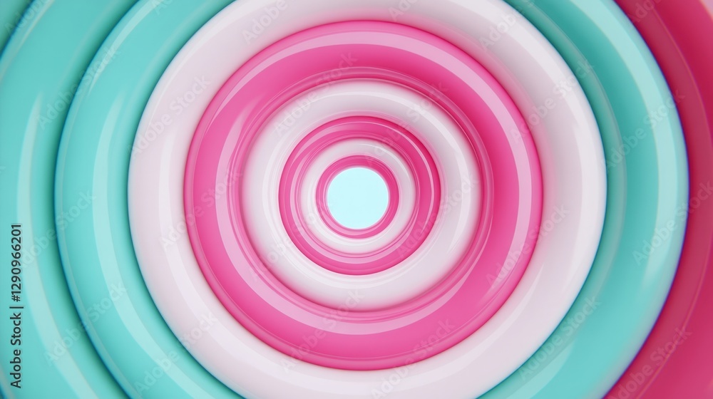 Poster colorful circular patterns in shades of pink and aqua, abstract background