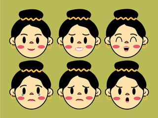 Cute Cartoon Character Facial Mother Expressions Set