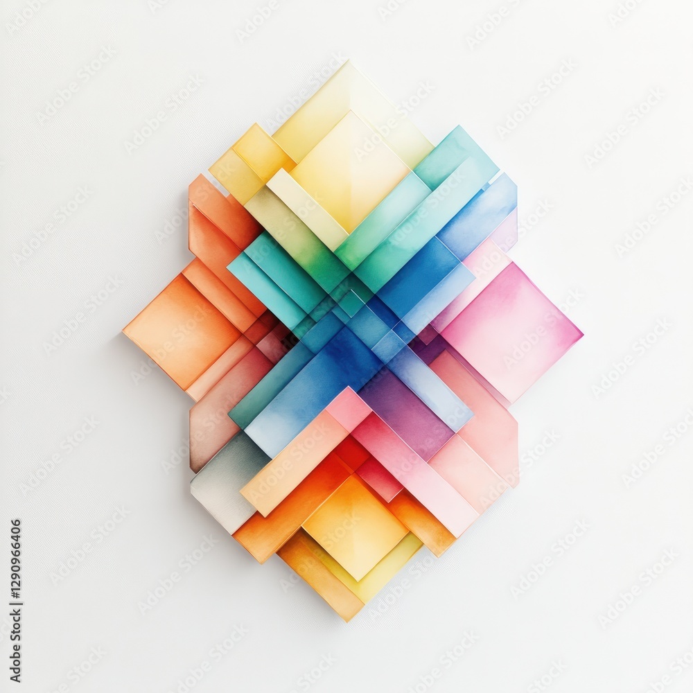 Aufkleber vibrant abstract geometric design with soft watercolor elements in pastels